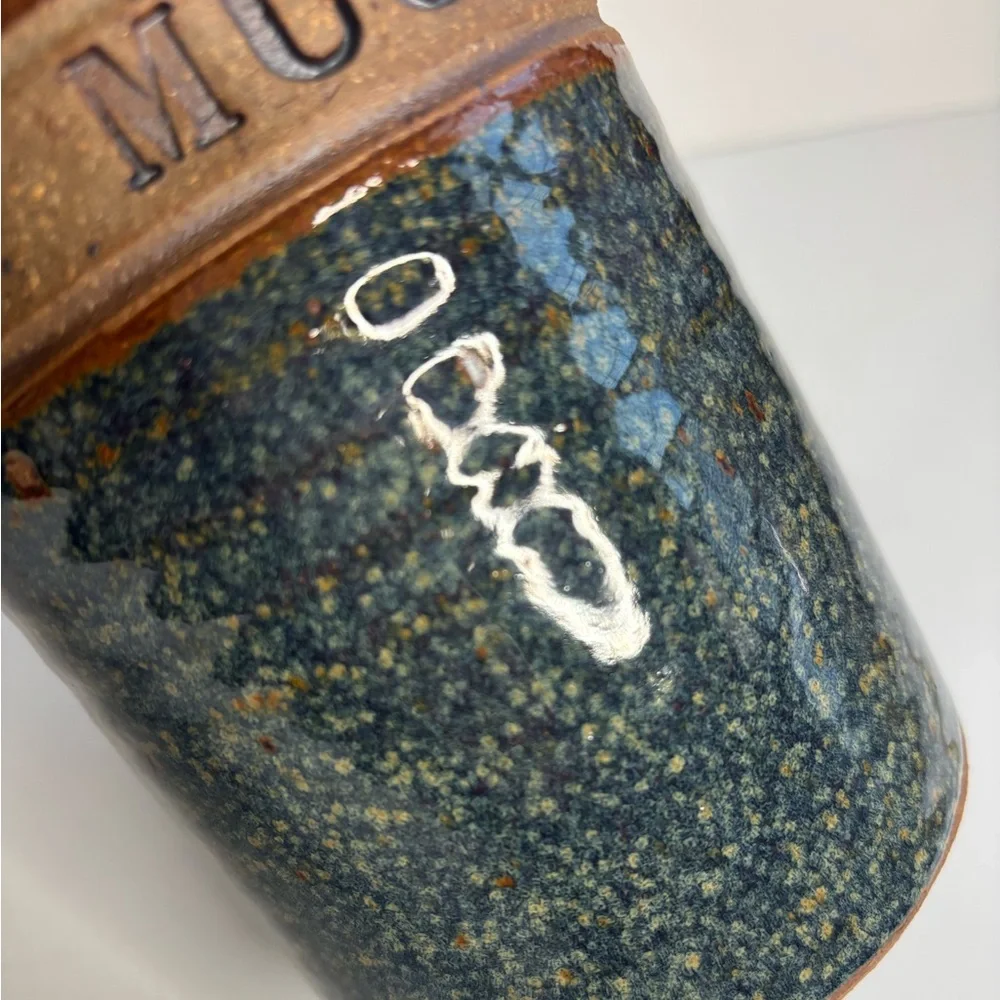 Handcrafted Large Mug-O-Ale Rustic Ceramic Blue Brown Beer Mug Textured‎ Design